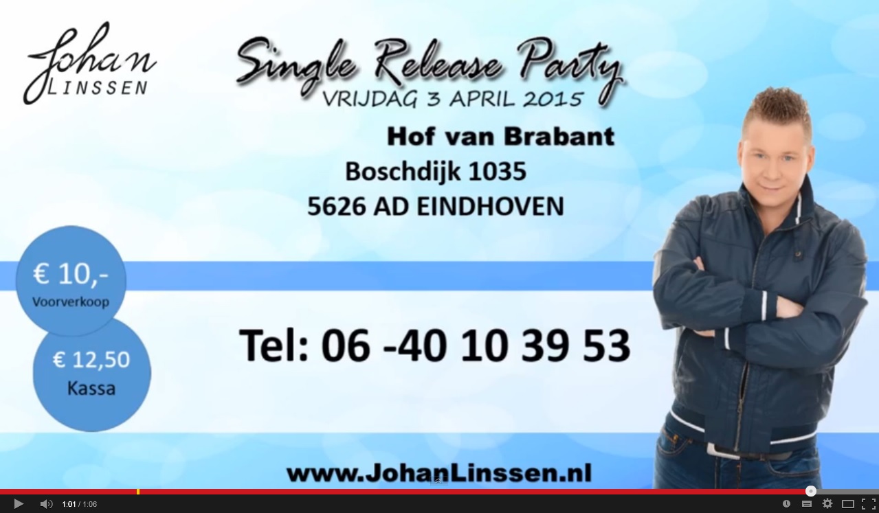 Promo Single Release Party Johan Linssen Vrijdag 3 April 2015